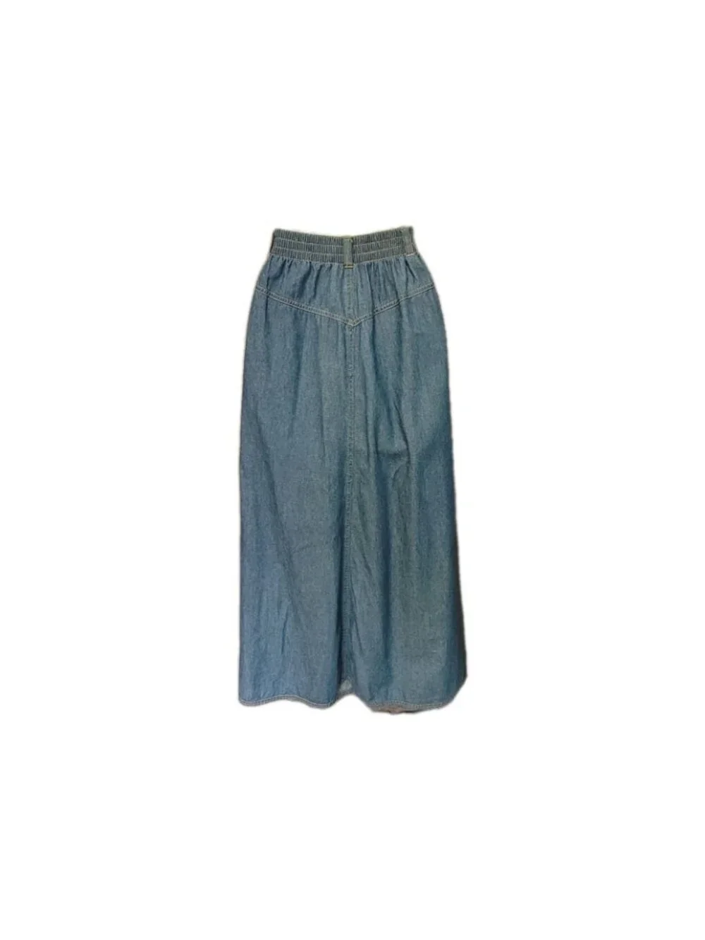 Vintage 90s Denim Maxi Skirt Jean Skirt 20W Y2K Button Front A Line Elastic Back - Picture 14 of 16